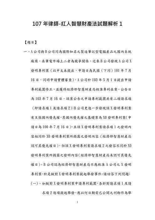 107年律師-紅人智慧財產法試題解析 107年律師-紅人智慧財產法試題解析
