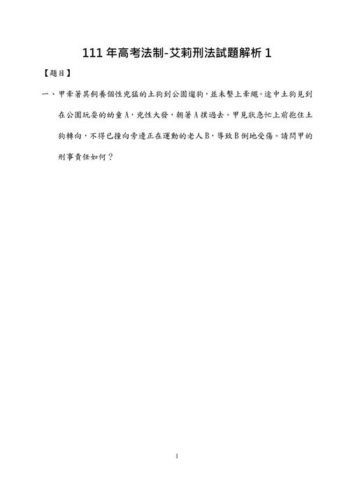 111年高考法制-艾莉刑法試題解析