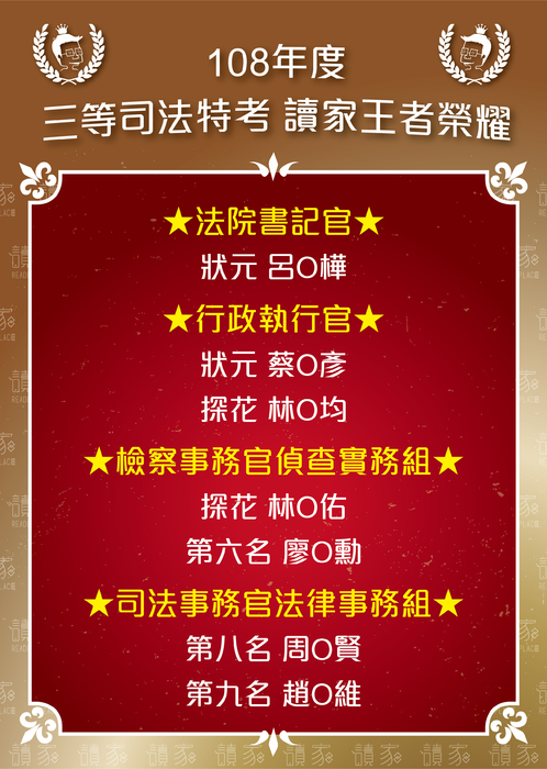 108三等司法特考榜單a4-01 108三等司法特考榜單a4-01