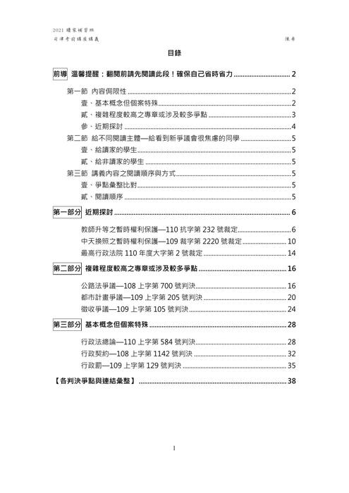 2021讀家講座:司律二試行政法重點彙整(陳希) 2021讀家講座:司律二試行政法重點彙整(陳希)