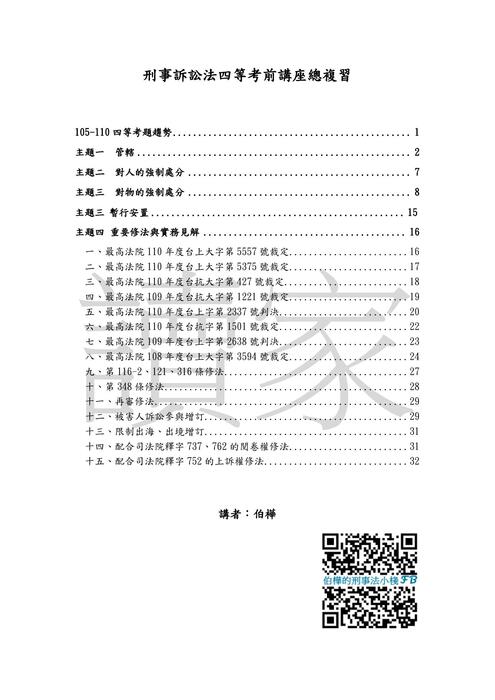 0624刑事訴訟法四等考前總複習-伯樺 0624刑事訴訟法四等考前總複習-伯樺